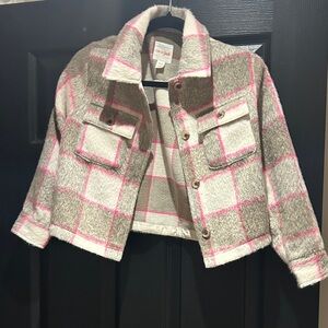 Cat & Jack Pink and Gray Checkered Brushed Jacket